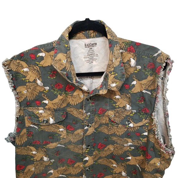 Black Canyon Outfitters Mens Sz 2XL Multicolor Birds Vest Jacket - Picture 3 of 10